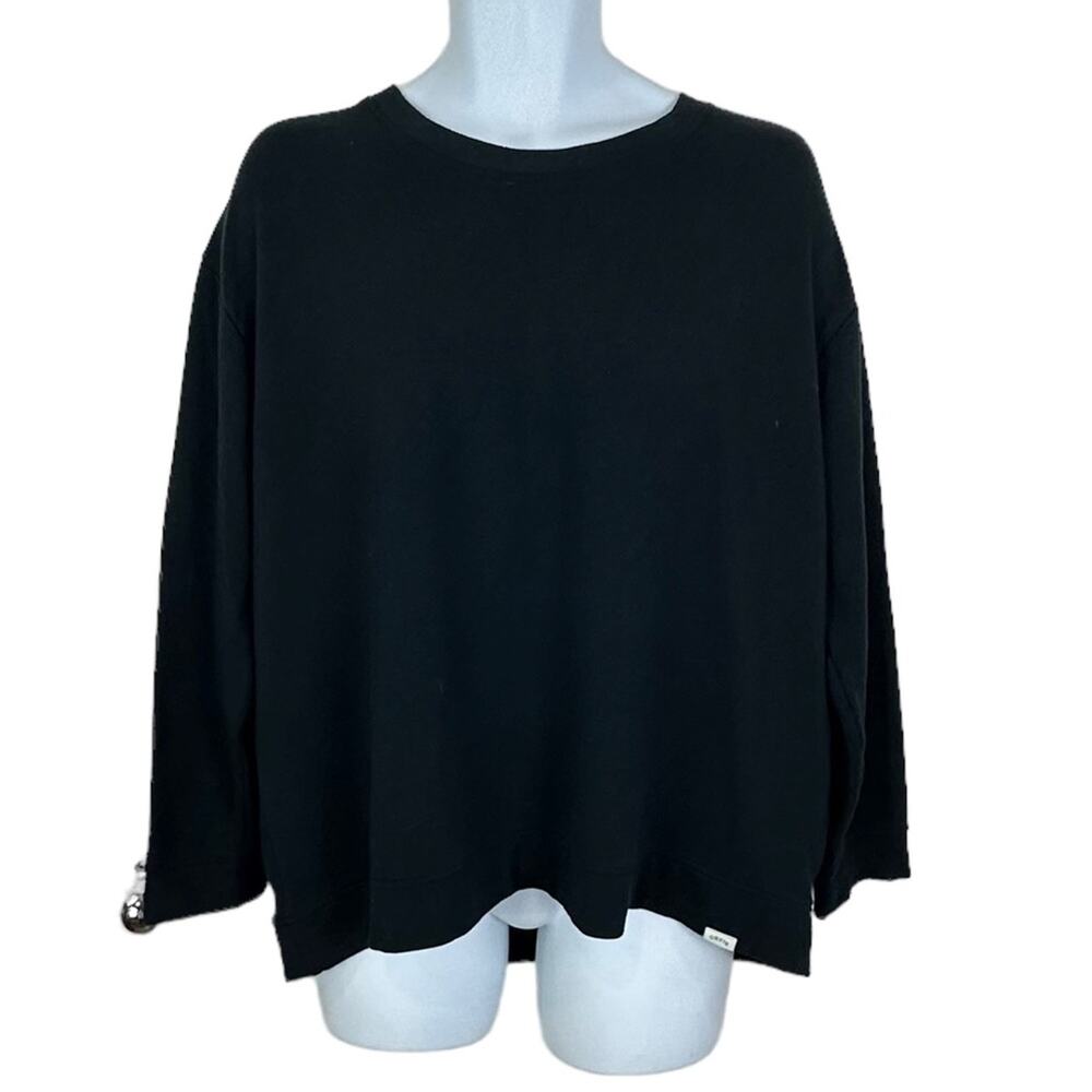 Orvis Relaxed Fit Soft Fleece Hi Low Rounded Hem Pullover Black Size XL